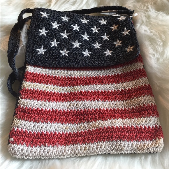 Handbags - USA! Cute crocheted flag crocheted purse